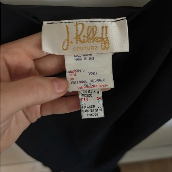 Joseph Ribkoff Black Asymmetrical Ruffled Cocktail Dress - Picture 3 of 5